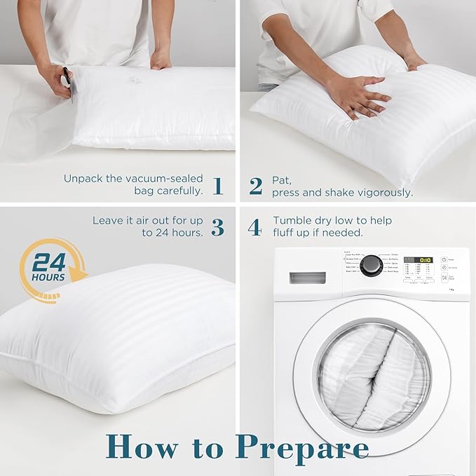viewstar Bed Pillows, Hotel Quality, Down Alternative Big Pillow for Side, Back, or Stomach Sleepers, Soft, White, King