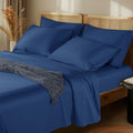 LBRO2M 1000 Thread Count 100% Egyptian Cotton Sheets Set 6 Piece Sets California King Bed Sheet Deep Pocket Sheet Set 16" Soft Comfortable All Season (California King, Navy Blue)