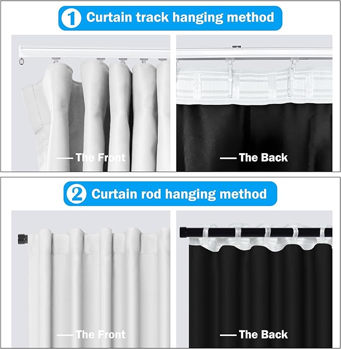 Room Divider Curtain - Total Blackout Privacy Panel, Thermal Insulated, Noise Reduction for Bedroom, Living Room, Window - Ceiling Track W 100 × H 84 in White
