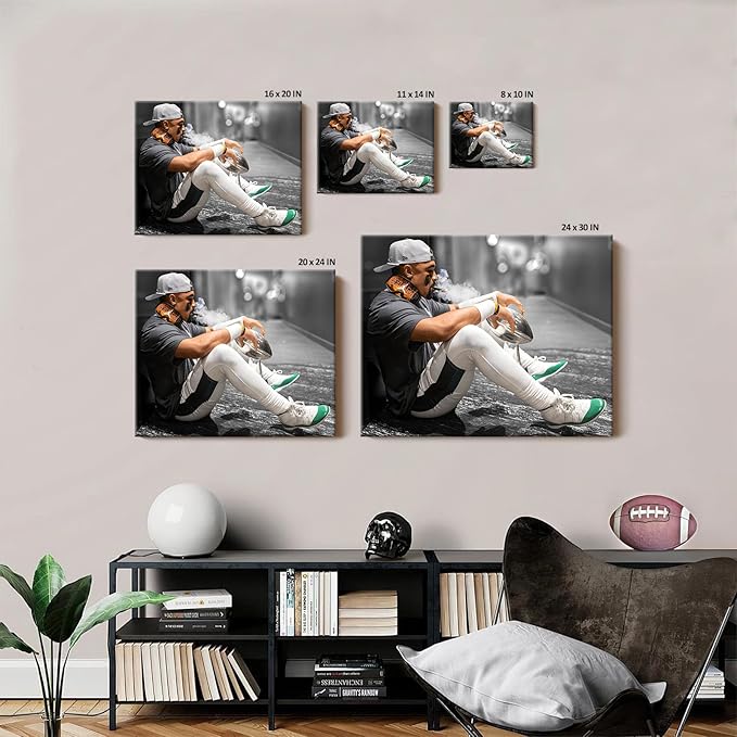 B.B.F MAKE 2025 Super Canvas Bowl Wall Art Champions Eagles Poster Print Philadelphia Hurts Painting Canvas Wall Decor Sports Star Picture Modern Bedroom Living Room Home Decoration, Framed 20x24inch