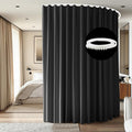 Room Divider Ceiling Mounted Curtains Track Sets Extra Wide Blackout Curtain Flexible Tracks for Bedroom Privacy Partition Separator, 1 Panel Black Drape and White Rail, W15 x H9ft