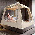 Bed Tent Bed Canopy Breathable 100% for Adult and Kids Light Reduction Sleeping Dream Tents Indoor Portable Big Space with String Light 4 Doors Twin Full Queen King Size
