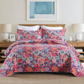 Cotton Bedspread Quilt Sets Reversible Bedding Coverlet Sets Comforter Paisley Floral Bohemian Bedspread,Bohemian Red Gorgeous Pattern,King Size