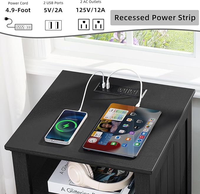 Bedroom Dresser and Nightstand Sets 4 Piece, Farmhouse 6 Drawers Dresser & 40.5" Tall Chest of Drawers,18" Nightstands with Charging Station,54" Wide Furniture Dressers for Bedroom,Living Room