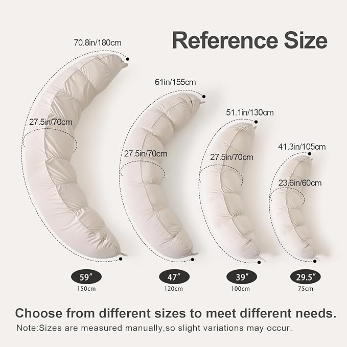 Peallow(Pat. Pend) – Long Round Body Pillow for Adults, Bolster Pillow for Sleeping, Soft and Supportive Pillow for Sleeping & Lumbar Support (Misty White,39")