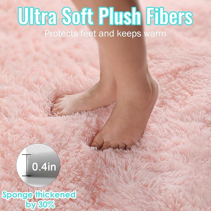 PAGISOFE Pink Rugs for Girls Bedroom 4x6 Ft Fluffy Cute Girls Room Decor Aesthetic Area Rugs Kawaii Baby Nursery Rugs Plush Playroom Shag Teen Girl Rug Thick Fur Dorm Rug Living Room Carpet