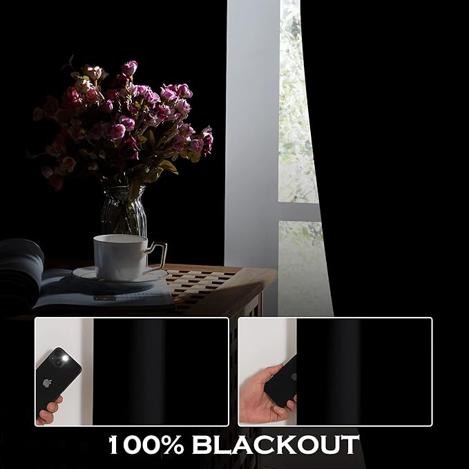 KGORGE Soundproof & Dust Particle Filtering Curtains 100% Blackout Window Cover Thermal Insulating Energy Smart Curtains for Living Room Bedroom Baby Nursery, W 52 x L 102 inches, Black, 1 Pair