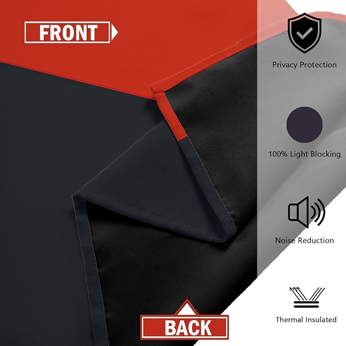 Red Black 100% Blackout Curtains for Bedroom 84 inch Length 2 Panels Set White Grey Modern Abstract Geometric Black Out Curtains Insulated Room Darkening Window Drapes for Living Room, 42Wx84L