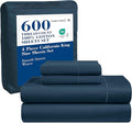 LANE LINEN California King Sheets Sets - 4 PCs. 600 Thread Count Cal King Sheet Set - 100% Cotton Sheets Cal King - Ultra Soft, Sateen Weave California King Bed Sheets Set - Denim