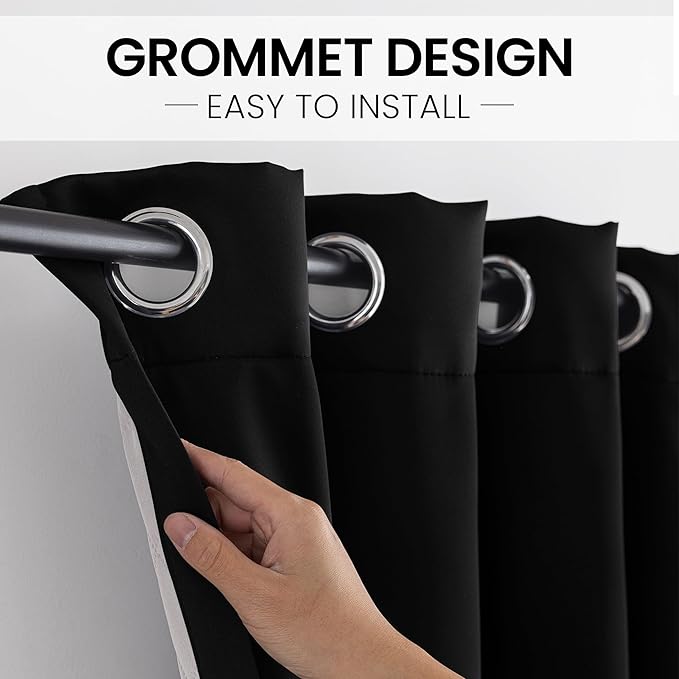 3-in-1 Layers Noice Reduction Soundproof Curtains, Grommet Full Blackout Thermal Curtains for Living Room, Bedroom(1 Panel,Black,50" x 72")