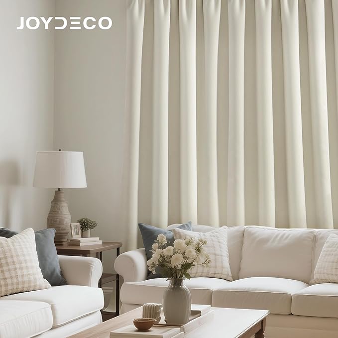 Joydeco White Velvet Curtains 84 Inches 2 Panels, Luxury Thermal Insulated Soft White Curtains for Bedroom & Living Room, Room Darkening Velvet Drapes, Rod Pocket (52W x 84L)
