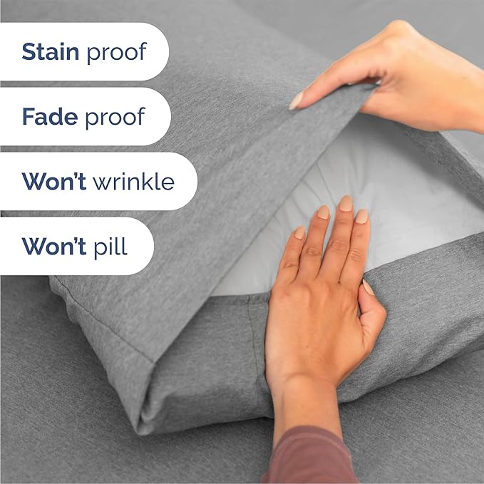 Queen 6 Piece Sheet Set - Cooling & Breathable - Hotel Luxury Bedding, Includes Fitted Sheet for Women, Men, Kids & Teens - 1 Flat, 1 Fitted Sheet, 4 Pillowcases w/Deep Pockets - Heathered Grey