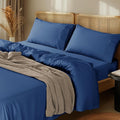 LBRO2M 100% Cotton Sheets Set Deep Pocket 24", 1000 Thread Count Full Size 4 Piece Bed Sheet Sets Soft Comfortable Bedding All Seasonn (Full, Navy Blue)