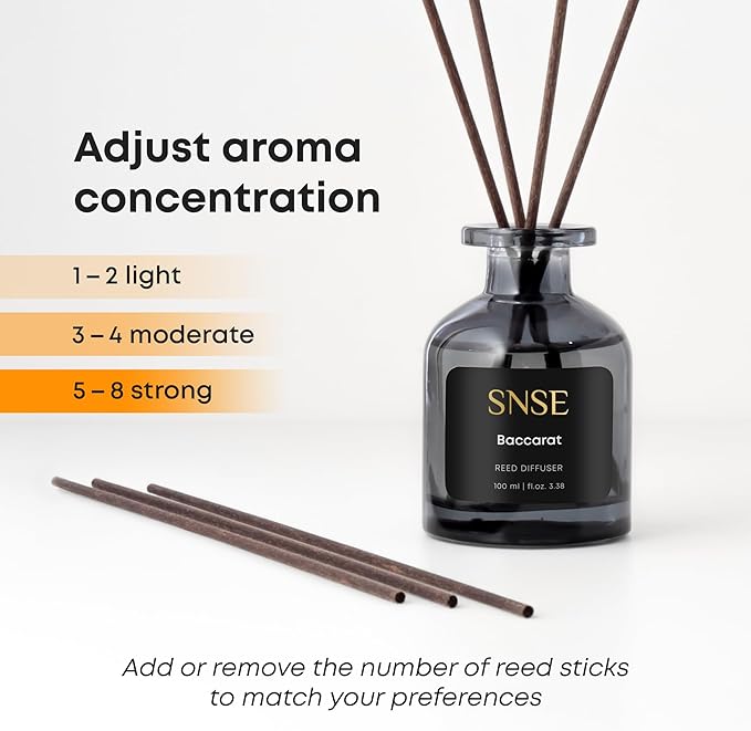 SNSE Baccarat Rouge Inspired Reed Diffuser – Luxury Home Fragrance Set, Long-Lasting Perfume Aroma, Elegant Gift, Relaxing & Sophisticated Scent