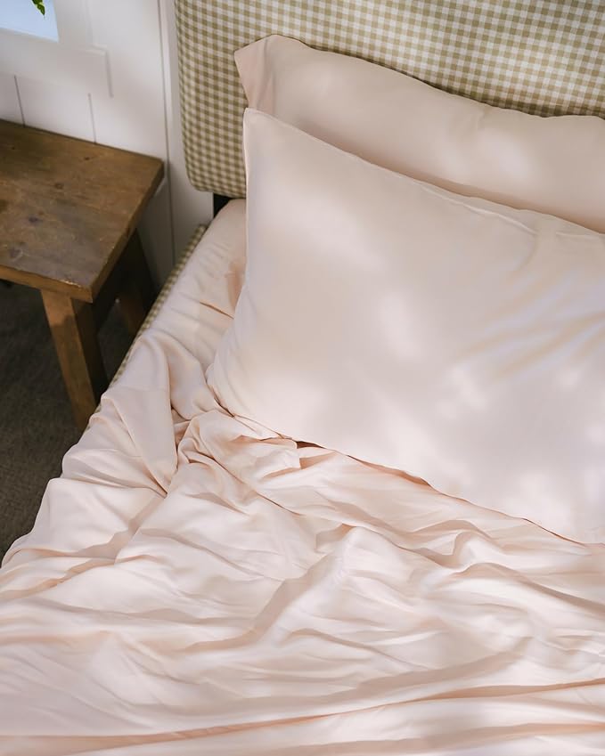 Cozy Earth Luxury Bed Sheet Set - 100% Viscose from Bamboo Fabric, Ultra-Soft & Breathable, Fits Regular & Deep Pocket Mattresses up to 20" - 4 Pieces Full Sheet Set - Peony
