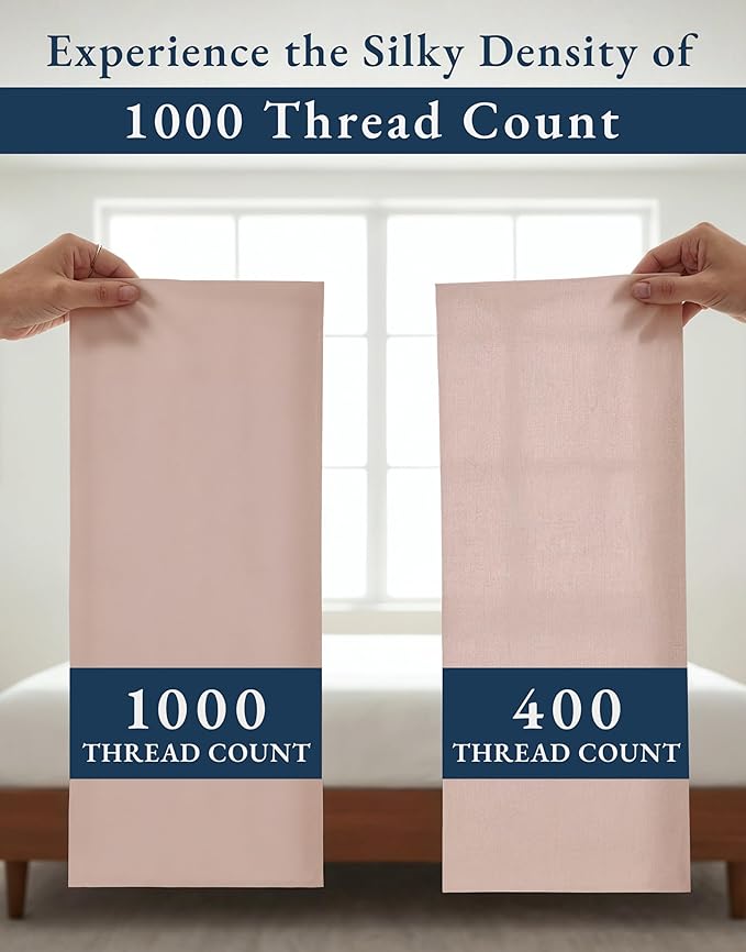 LANE LINEN 100% Cotton Split King Bedding Set for Adjustable Beds - 1000 Thread Count, Fully Elasticized Reinforced 15" Extra Deep Pocket Split King Sheets, Sateen Weave for Silky Finish - Sepia Rose