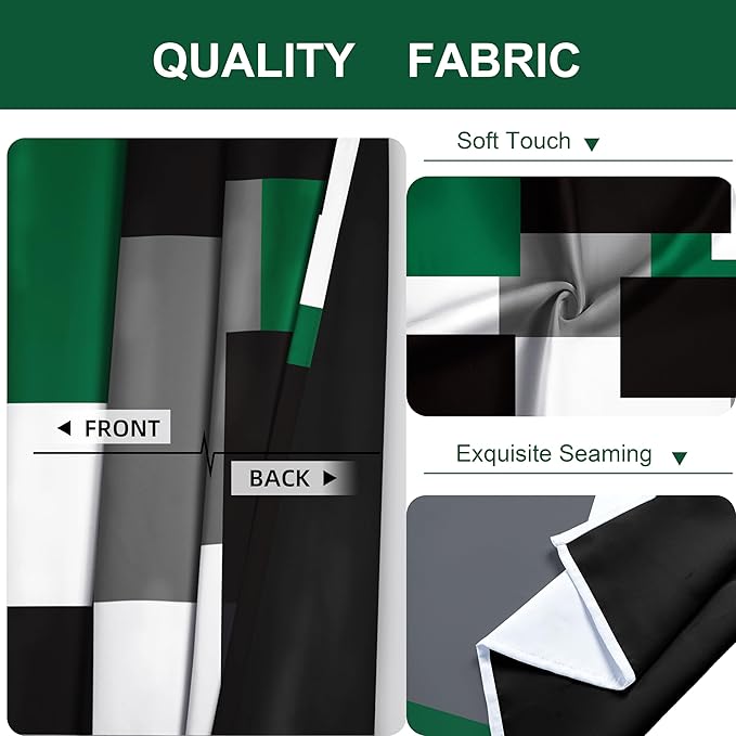 Green 100% Blackout Curtains for Bedroom 108 inch Extra Long 2 Panels Set Hunter Green Grey Modern Abstract Geometric Black Out Curtains Room Darkening Window Drapes for Living Room, 52Wx108L