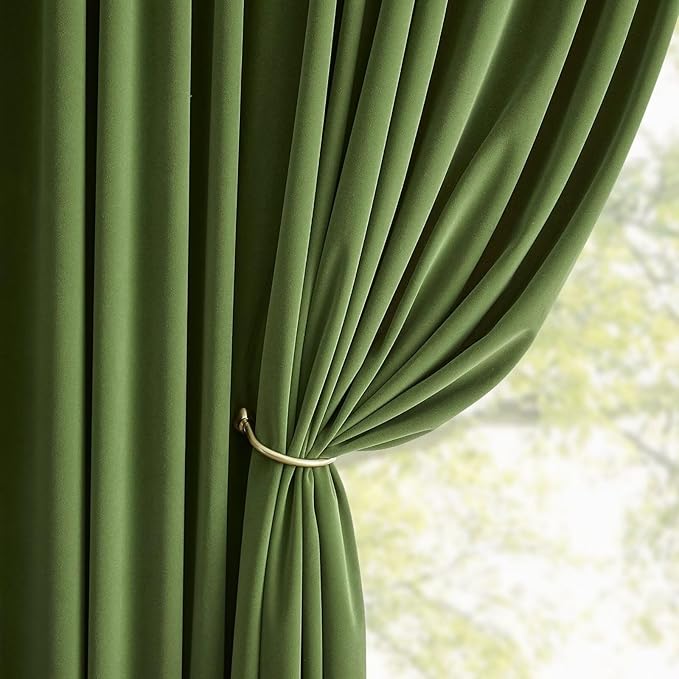 Joydeco Green Velvet Curtains 84 inch 2 Panel, Room Darkening Super Soft Velvet Drapes for Bedroom Living Room Thermal Insulated Window Drapes, Luxury Blackout Rod Pocket Curtains,W52 x L84 inch