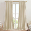 StangH 90 inches Beige Curtains for Nursery Bedroom Soft Velvet Light Dimming Privacy Window Drapes Elegant Home Decor for Laundry/Office/Dining Room, W42 x L90, 2 Panels