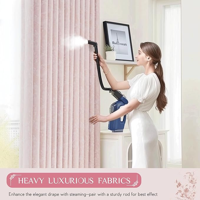 Beauoop Pink Floral Jacquard Blackout Curtains 84 Inches Long for Patio Sliding Door Extra Wide Chenille Flower Divider Room Darkening Thermal Soundproof Grommet Window Drapes, 100x84 Set of 1