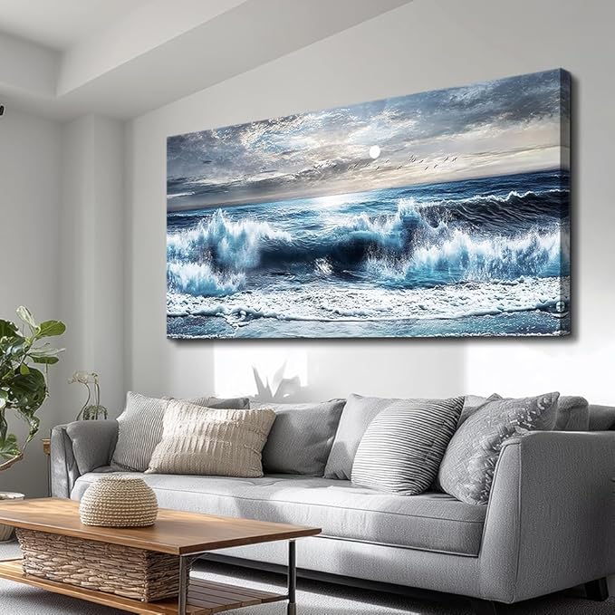 ERQINHUA Large Wall Art For Living Room Canvas Wall Decor For Bedroom Marine Landscape Painting Restaurant Office Canvas Art Prints Pictures Artwork Ready To Hang Bathroom Home Decorations 20"x40"