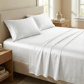 Beckham Hotel Collection Cal King Sheet Set 100% Cotton, 500TC Luxury Sateen Bedding, 16” Deep Pocket, Moisture-Wicking, 4-Piece, White