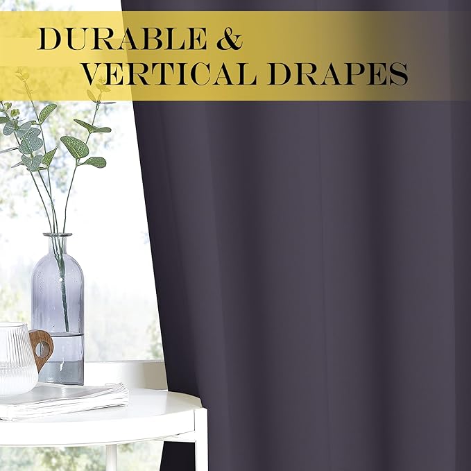 NICETOWN Blackout Curtains for Sliding Glass Door Room Divider Noise Reduce Curtain Panel Portable Window Screen Sliding Partition, W100 x L102 inches, 1 Panel, Greyish Purple