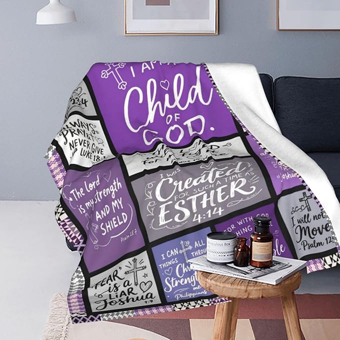 Christian Blanket Gift for Women, Inspirational Throw Blanket for Couch, Soft Lightweight Flannel Blanket, 30"x 40" Thoughts and Prayers Blankets for Bedroom Sofa Living Room Decoration