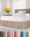 Wrap Around Dust Ruffle Bed Skirt - Cream - Twin/Twin XL Size Beds with 18 Inch Drop - Easy Fit Elastic Strap - Adjustable Pleated Bedskirt w/Brushed Fabric - Wrinkle Free - Women, Men, Kids & Teens