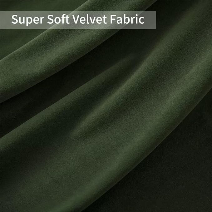 Joydeco Dark Olive Velvet Curtains 120 inch Length 2 Panels, Luxury Blackout Rod Pocket Thermal Insulated Window Curtains, Super Soft Room Darkening Drapes for Living Room Bedroom,W52 x L120 inches