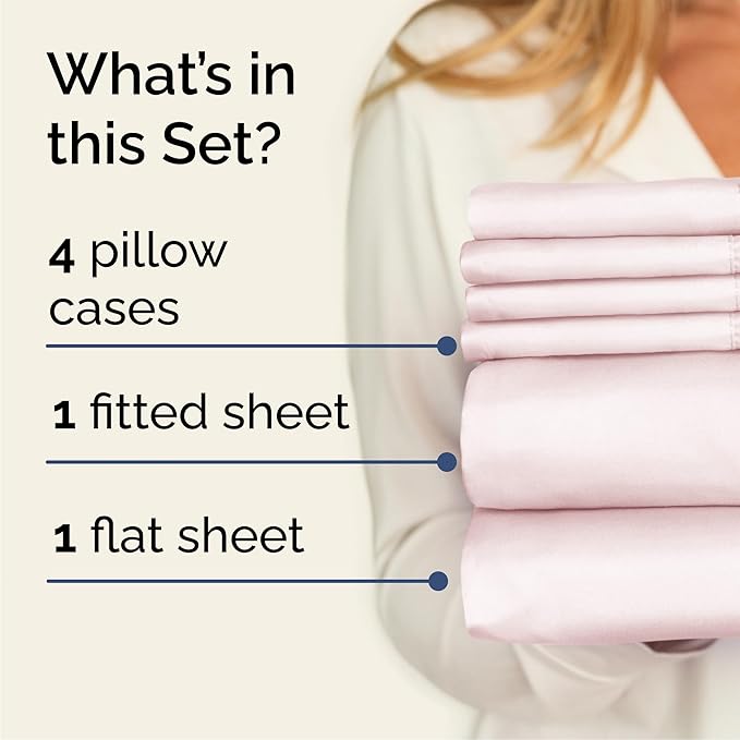 Cal King 6 Piece Sheet Set - Cooling & Breathable - Hotel Luxury Bedding, Includes Fitted Sheet for Women, Men, Kids & Teens - 1 Flat, 1 Fitted Sheet, 4 Pillowcases w/Deep Pockets - Lavender Pink