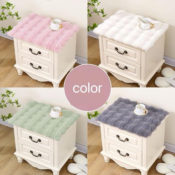 Nightstand Dust Cover Bedside Table Mat lint-White