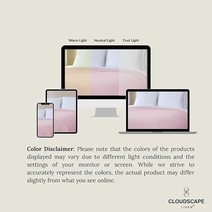 Cloud Scape Linen 100% Cotton Throw Blanket 50x70 Seashell Pink, Luxury All-Season Warmth, Ultra Soft, Oversized Herringbone Gauze Blanket for Winter, Bed, Couch & Sofa Decor, Best Gift Idea