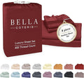 Bella Coterie Luxury Bamboo Viscose King Size Sheet Set | 100% Organically Grown | Ultra Soft | Cooling for Hot Sleepers | 18" Deep Pocket [Merlot]