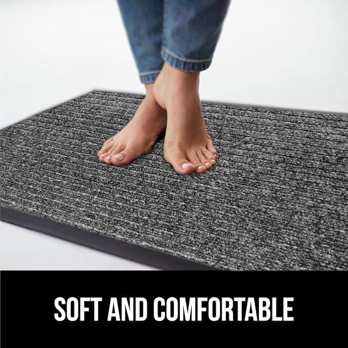 GORILLA GRIP Waterproof Traffic Guard Door Mat, 2 Pack Heavy Duty Entryway Mats, Strong Rubber Back Commercial Rugs for Office Hallway, Garage Floor and Home, Low Profile Carpet, 35x23, Light Gray