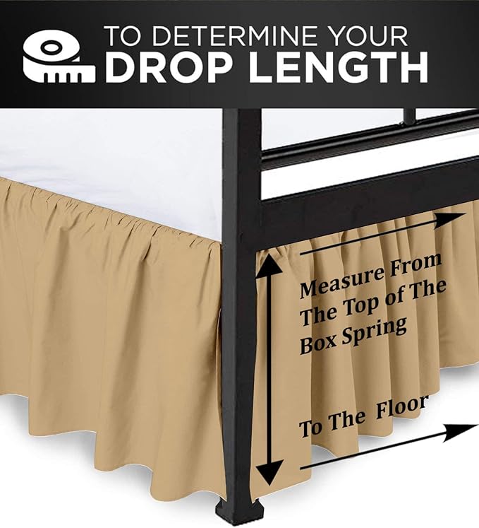 Ruffled Bed Skirt with Split Corners, Taupe, Full 12 Inch Drop Bedskirt, Hotel Quality Brushed Microfiber Wrinkle Free Dust Ruffle Bed Skirt Full Size
