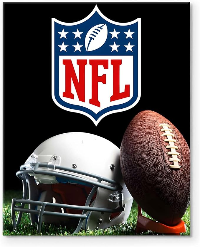 B.B.F MAKE American Football Canvas Wall Art Super Champions Bowl Poster Rugby Oil Painting Canvas Wall Decor Sports Picture Boys Gift Modern Bedroom Living Room Dorm Home Decoration, Framed 8x10inch