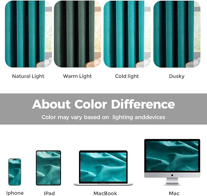 Pinch Pleated 100% Blackout Curtains for Bedroom, Teal Velvet Curtains for Living Room, Black Out Curtain 96 inch Long Room Darkening, Blackout Pinch Pleat Drapes with Hooks 2 Panels