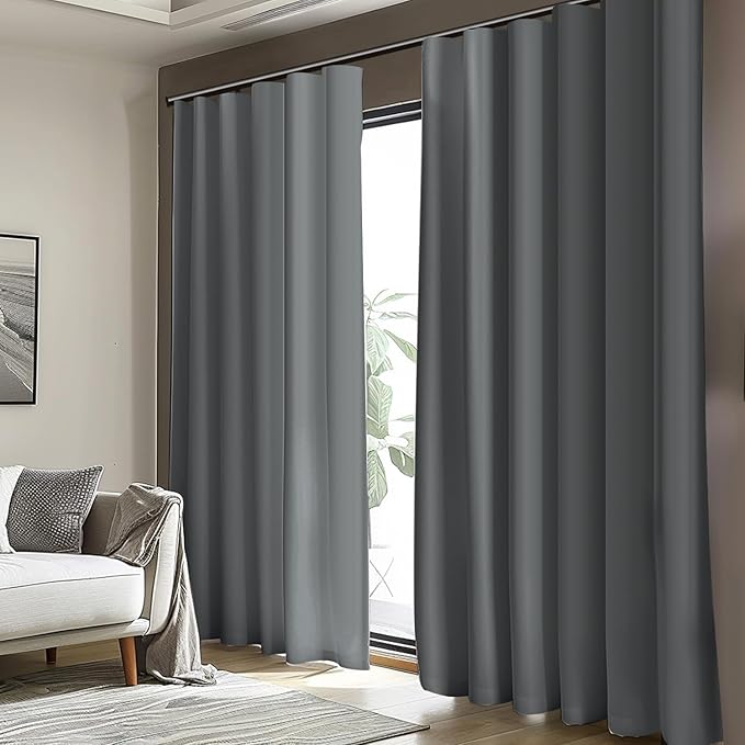 Room Divider Blackout Curtain Track Curtains Wall Dividers Panels Screen for Living Rooms Bedroom Office Privacy Partition Separation, W120 × L108 Inch,1 Panel, Light Grey
