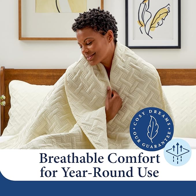 Cosy House Collection Luxury Rayon Derived from Bamboo 2-Piece Quilt Set - Ultra Soft Quilted Coverlet Bedspread - Classic Weave Stitch - Includes Quilt and 1 Pillow Sham (Twin/Twin XL, White)