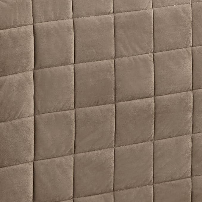 Camden Luxury Bedding | Neutral Sand Color | Fitted Hollywood Daybed Bedding | Faux Suede Box Quilted Design | 5 Piece Set Includes Extra Long Hollywood Cover, 2 Bolster Shams, and 2 Bolster Pillows