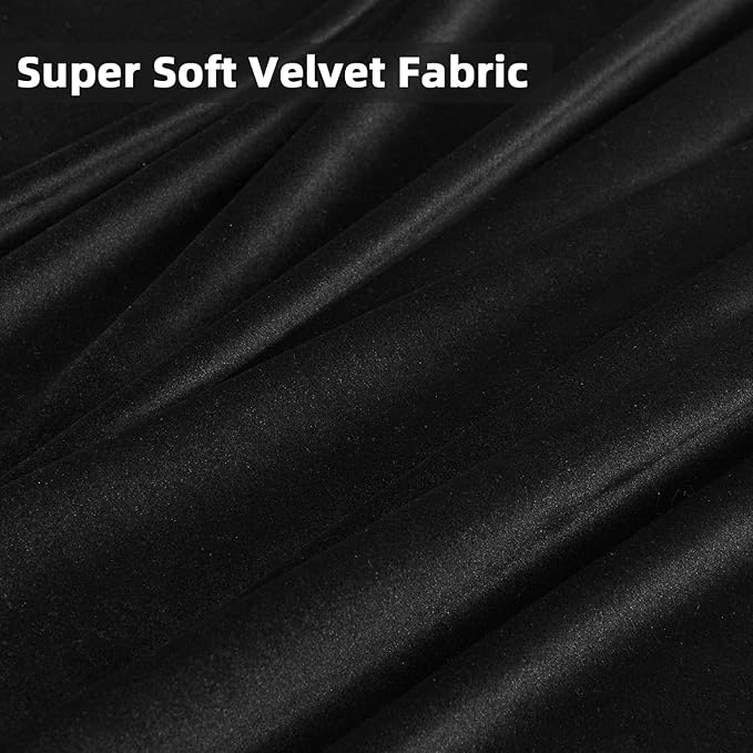 Joydeco Velvet Curtains 108 inch 1 Panel, Long Luxury Black Blackout Thermal Insulated Rod Pocket Window Curtains, Super Soft Room Darkening Drapes for Living Room Bedroom, W100 x L108 Inch, Black