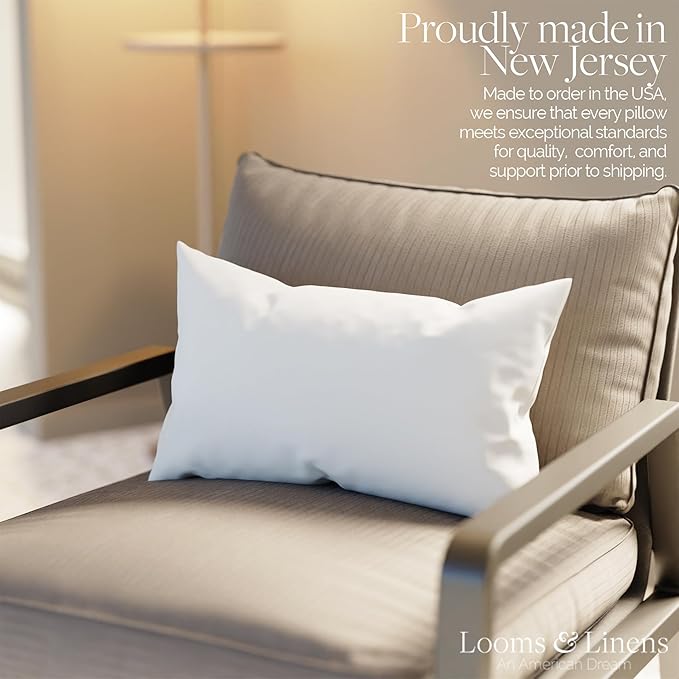 16x36 inch Sham Pillow Insert by Looms and Linens with Down Alternative Lumbar Support Pillow - USA Made Lumbar Pillow Pack of 1