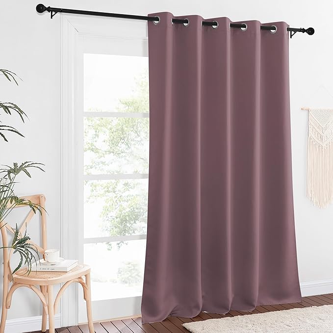 NICETOWN Blackout Curtain Drape for Bedroom - Light Reducing Thermal Insulated Solid Grommet Room Darkening Window Curtain 90 inches Long for Living Room (Dry Rose, 1 Piece, W66 x L90)