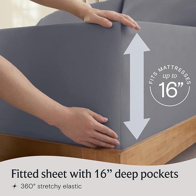 LuxClub 3 PC Twin Sheet Set, Deep Pockets Wrinkle Free Cooling Bed Sheets Hotel Bedding for Women, Men, Kids & Teens, Includes 1 Fitted Sheet, 1 Flat Sheet and 1 Pillowcase-Silky Soft Light Grey