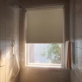 HESTIA No Drill Cordless Blackout Roller Shades Screwless Waterproof Shower Window Blinds, Auto-Retraction Easy Install Blind for Bathroom/Kitchen/Office/Exterior, Greige, 31.5" W x 72" H