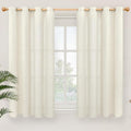 YoungsTex Short Linen Curtains 45 Inch Length, Light Filtering Drapes with Grommet Semi Sheer Privacy for Kitchen Bedroom Bathroom Window, 2 Panels, 52 X 45 Inch