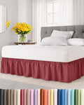 Wrap Around Dust Ruffle Bed Skirt - Burgundy - for King Size Beds with 24 Inch Drop - Easy Fit Elastic Strap - Adjustable Pleated Bedskirt w/Brushed Fabric Wrinkle Free - for Women, Men, Kids & Teens