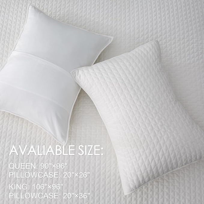 Powdion Velvet Quilt King Size,Bedspread Quilted Bedding Set, Luxurious Soft Coverlet Set Lightweight Velvet Comforter for All Season with 2 Pillow Shams, Striped Quilt Set, 96x106 Cream White