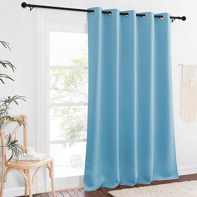 NICETOWN Blackout Curtains 84 Inch Length, Thermal Insulated Curtains for Bedroom Grommet Energy Saving Room Darkening Drapes for Living Room Window, 1 Panel, Teal Blue, 66" W x 102" L